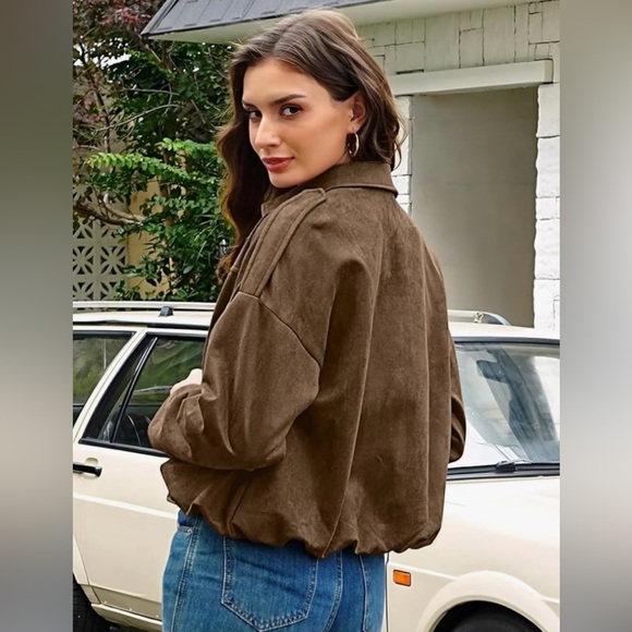 NWT Brown Bomber Jacket - Picture 3 of 11